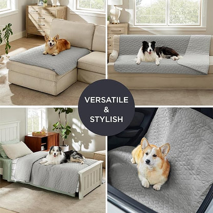 Bedsure 100% Waterproof Couch Cover for Dogs Washable - Non Slip Waterproof Dog Blanket for Couch Sofa, Lightweight Furniture Protector Durable for Pet Cat Puppy with Non-Slip Bottom, Grey, 30x95IN