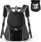 WOYYHO Pet Dog Carrier Backpack with Top and Side Windows, Small Dog Front Backpack Ventilated Dog Back Pack with Safety Belt for Travel Hiking Outdoor Adventures (Size L: 10-14 lbs, Black 2.0)