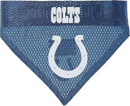 NFL DOG BANDANA - INDIANAPOLIS COLTS REVERSIBLE PET BANDANA. 2 Sided Sports Bandana with a PREMIUM Embroidery TEAM LOGO, Small/Medium. - 2 Sizes & 32 NFL Teams available