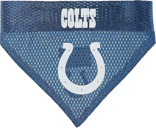 NFL DOG BANDANA - INDIANAPOLIS COLTS REVERSIBLE PET BANDANA. 2 Sided Sports Bandana with a PREMIUM Embroidery TEAM LOGO, Small/Medium. - 2 Sizes & 32 NFL Teams available