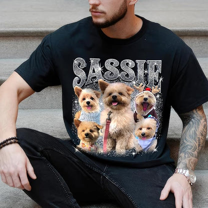 JIX & JOKY Custom Your Own Bootleg Rap Shirts with Dog Faces Custom Pet Shirt for Men Graphic Tshirt Gift Idea for Pet Lovers