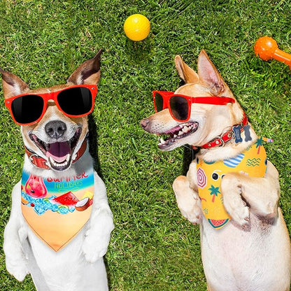 Frienda 20 Pcs Summer Spring Dog Bandanas Hawaiian Style Washable Triangle Pet Bibs Assortment Puppy Kerchief Accessories for Small Medium Pets Dogs Cats(Large)