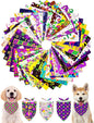 PET SHOW 50 Pack Mardi Gras Dog Bandanas Bulk for Small Medium Dogs Puppys Washable Adjustable Pet Scarf Triangle Bibs for Dogs Cats Green Yellow Purple Decorative Grooming Accessories