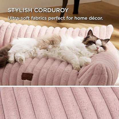 Bedsure ComfyFleece™ Cute Dog Couch for Medium Dogs - As Seen on TV on Good Day New York, Dog Couch Bed with Removable, Washable Cover, Supportive Pet Sofa, for Medium Large Dogs, 36inch, Blush Pink