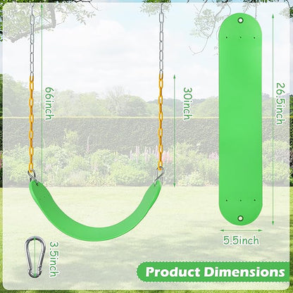 Sunnyglade 8PCS Swings Seats Heavy Duty with 66" Chain, Playground Swing Set Accessories Replacement with Snap Hooks, Support 250lb (8, Grass Green)