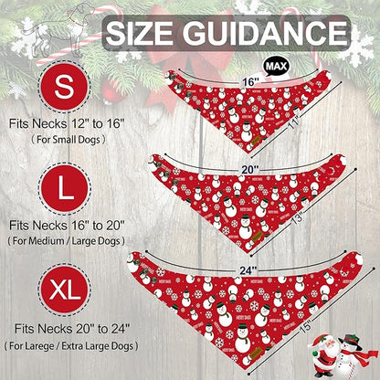 Christmas Dog Bandanas with Snap Button - 2 Pack Reversible Santa Claus Dog Scarf for Boy & Girl, Dog, Christmas Tree Holiday Bandana for Large and Extra Large Dogs (X-Large)
