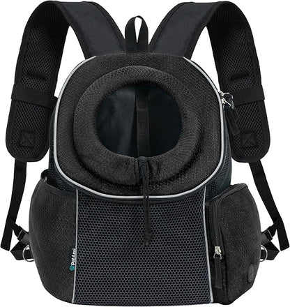 PetAmi Dog Front Carrier Backpack, Ventilated Adjustable Dog Pet Cat Chest Carrier Backpack, Dog Carrier for Hiking Camping Travel, Small Dog Puppy Medium Cat Carrying Bag, Max 14 lbs, Black
