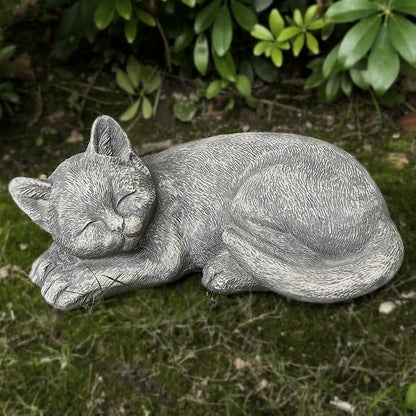 Garden Sleeping Cat Memorial Stone Cat Grave Marker Remembrance Kitten Statues for Garden,Patio,Lawn,Grave Decor Pet Sympathy Gift