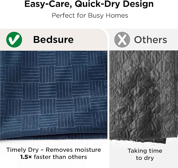Bedsure Waterproof Bed Cover for Dogs Washable - Waterproof Blanket for King Bed Couch Sofa Cozy, Lightweight Furniture Protector for Pet Cat Quick Drying, Navy, Cal King，82x120IN