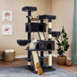 WEEWAY Cat Tree Tower for Indoor Cats,65'' Multi-Level Cat Furniture Activity Center,Stand House Condo Cave,Sisal Scratching Posts Ramps,Plush Perches Platforms Basket Hammock, Dark Grey