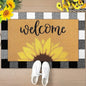 Tinideya 2 Pcs Summer Door Mat Sunflower Welcome Non Slip Coir Mats Floral Buffalo Plaid Floor Layering Doormats for Home Front Door Porch Entryway Decor