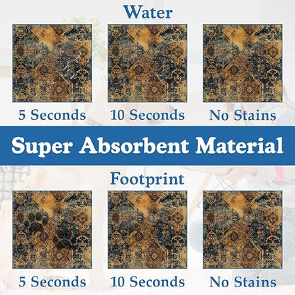 Grunge Boho Pet Feeding Mat for Floors–Christmas Stocking Absorbent Quick Dry Dog Cat Bowl Mat for Food and Water, Non Slip Waterproof Base, Mess-Free Feeding Accessories 16"x24"