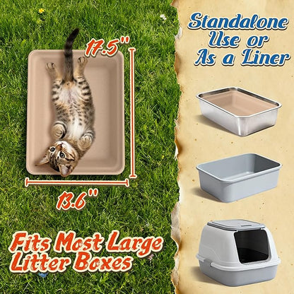 16-Pack Disposable Litter Boxes for Cats: 8/12/16 Portable Leak-Proof & Odor Control Tray for Kitty Foster Cats Indoor Travel 17.5''x13.6'' Litterbox Liner