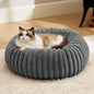 Bedsure ComfyFleece™ Cat beds for Indoor Cats - Donut Dog Beds for Small Dogs with Corduroy Fleece & Anti Slip Bottom, Faux Fur Pet Beds with Washable Removable Cover, Warm Grey, 20x20x6 inches