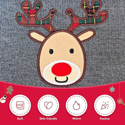 Dog Christmas Sweater Xmas Pet Clothes Cute Gray Reindeer Holiday Puppy Cat Costume New Year Gifts for Small Medium Large Dogs Jumpers (XL, Gray Reindeer)