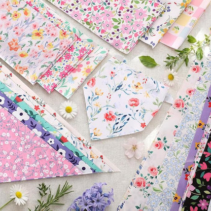 Reginary 120 Packs Spring Dog Bandanas Bulk Flower Dog Scarf Adjustable Holiday Floral Pet Scarf Flower Washable Scarves Triangle Drool Bibs for Cat Pet Costume Supply