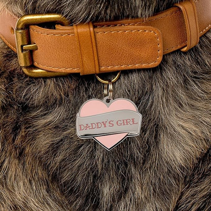 Two Tails Pet Company Personalized 'Daddy's Girl' Pet ID Tag & Collar Charm - Custom Engraved Dog Tags for Pets - Luxury Brass, Gold Plating