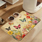 Vintage Butterfly Floral Pet Food Mat for Cats and Dogs–Christmas Stocking Absorbent Quick Dry Feeding Placemat, Non Slip Rubber Base, Waterproof Bowl Mat for Indoor Use, Pet Supplies 16"x24"