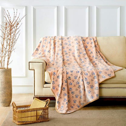 Allisandro Luxurious Dog Blanket, 350 GSM Super Fuzzy Microplush Fleece Pet Blankets for Small Medium Large Dogs and Cats, Brown, 80 x 64 Inches