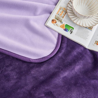 Waterproof Blanket 40"x60" for Adults, Reversible Waterproof Bed Cover for Dogs Cats Pets, Soft Leakproof Blanket for Bed Couch Sofa Furniture Protector, Dark Purple/Light Purple