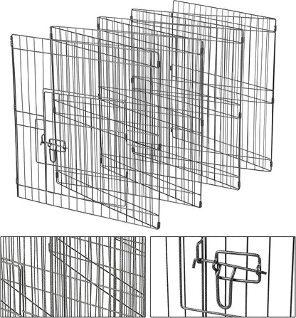 Yaheetech 24 inch Black Metal Pet Playpen 16 Panel Foldable Playpen for Puppy - Outdoor & Indoor with Door - Metal Dog Exercise Pen Barrier Kennel Portable Puppy Fence