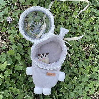 Hamster Carrier Rat Bag Cute Rabbit Shape Small Animal Sugar Glider Travel Pouch Gerbil Hedgehog Portable Travel Carrier Outdoor Hangbag Grey Squirrel Rat Carrier (Grey)