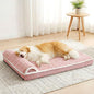 Orthopedic XL Dog Bed Large Sized Dog with Pillow 48''X30'', Waterproof Soft Comfortable Egg Crate Foam Pet Crate Beds Mat with Removable Washable Cover and Non-Slip Bottom, Pink