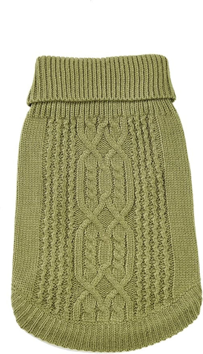 Stretchy Cat Sweater - 17 Colors & 6 Sizes | Snug Winter-Ready Knit for Boy/Girl Cats & Kittens(Olive Green, Large)