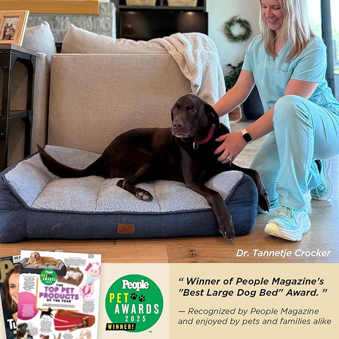 Bedsure SupportMax™ XL Orthopedic Dog Beds Large Sized Dog - Extra Thick Supportive Dogs Couch with Waterproof Washable Cover, Extra Large Comfort Pet Sofa with Soft Sherpa & Nonskid Bottom, Grey, 42"