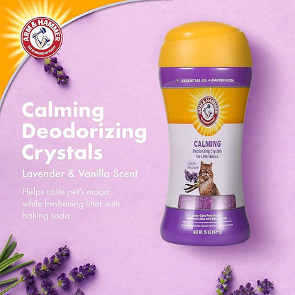 Arm & Hammer Deodorizing Cat Litter Crystals, Lavender & Vanilla Scent | Odor Neutralizing | For Litter Boxes | 15 Oz | Pack of 2