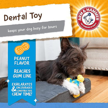 ARM & HAMMER for Pets Nubbies TriBone Dog Dental Toy Best Dog Chew Toy for Moderate Chewers Dog Dental Toy Helps Reduce Plaque & Tartar Peanut Butter Flavor Baking Soda (Pack of 24)