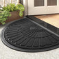 tchdio Door Mat Outdoor Indoor Entrance Doormat-Semicircular Durable Rubber Non Slip Front Door Mat for Outside Inside Entry Entryway Dirt Trapper WelcomeMat for Muddy Paws and Shoes-Black 24”x36”