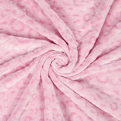 Bnuitland Leopard Print Fleece Flannel Throw Blanket with Storage Pouch,300 GSM Double Sided Cheetah Print Bed Sofa Travel Blanket, Super Soft Fuzzy Fluffy Gift for Adults and Kids, 50x70inch, Pink
