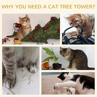 PawHut 28 Inch Cat Condo, 3 Story Cat Hideaway with Sisal Scratching Pad, Barrel Shaped Small Cat Tree for Indoor Cats, Khaki and Brown