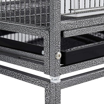 Yaheetech 41.5" Stackable Divided Breeder Breeding Parakeet Bird Cage for Canaries Cockatiels Lovebirds Finches Budgies Small Parrots with Rolling Stand, Black
