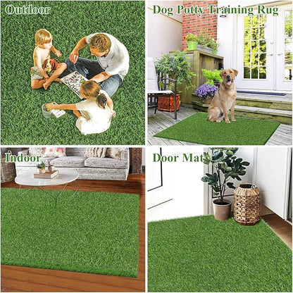 Bsmathom Artificial Grass Rug Indoor Outdoor Rug, Professional Dog Potty Training Rug, Fake Grass Rug Synthetic Grass Mat Door Mats with Drainage Holes for Balcony Patio Garden (39.3 x 31.5Inch)