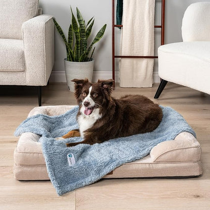 PetAmi Dog & Cat Blanket - Fluffy Soft, Sherpa Fleece, Calming, Washable, Blue, Medium 29x40
