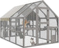 DWVO Extra Large Catio Outdoor Cat Enclosure, 110 inch Outside Cattery with Weatherproof Roof, Cat Scratcher Ramp, Cat Space Capsule Bed, 2 Bridges, 2 Resting Houses, 7 Platforms