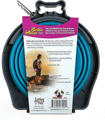 Loving Pets 73807992: Travel Double Diner Dog Bowl, Blue Md