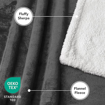 PetAmi Dog Blanket for Medium Large Dogs, Pet Bed Blanket Cat Puppy Kitten, Fleece Furniture Couch Cover Protector Sofa Car, Soft Sherpa Dog Throw Plush Reversible Washable, 40x60 Dark Gray