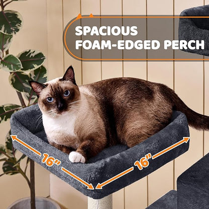 Yaheetech 59in Cat Tree Large Cat Tower with Scratching Posts, Pet Play House Climber Activity Center with Condo and Anti-Dump Device for Kittens/Cats, Dark Gray
