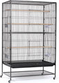 Prevue Hendryx Pet Products Wrought Iron Flight Cage - Big Rolling Bird Cage for Parakeets, Cockatiels, Conures, Lovebirds, Canaries, Finches, Parrotlets, & Caiques, 5 Ft - X-Large, Hammertone Black