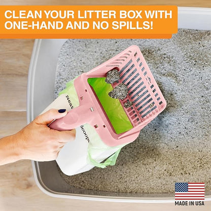 Neater Pet Brands Neater Scooper Standard Cat Litter Scoop, 195 Refill Bags – Mess-Free Cat Litter Scooper with Bag, Spill-Proof Kitty Box Sifter, Bin Doubles as Scoop Holder, For Single-Cat Household