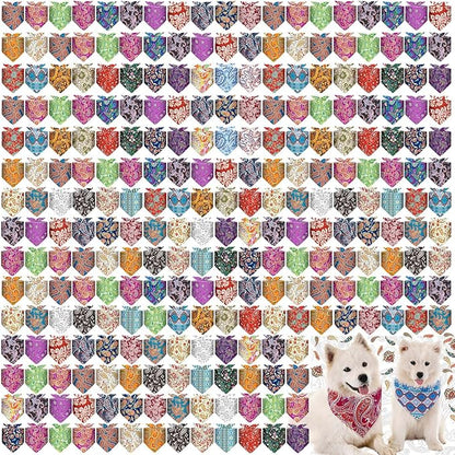Aliceset 180 Pcs Paisley Dog Bandana Bulk Retro Bandanas for Dogs Adjustable Washable Pet Triangle Scarf Paisley Print Dog Kerchief Bibs for Small Medium Large Dog Cat Holiday Costume Accessories
