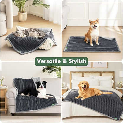 Waterproof Twin Blanket for Bed - Washable Large Dog Blankets for Bed Protector, Thick Cozy Fleece Calming Pet Blankets for Indoors & Outdoors, Dark Grey, 60"x80"