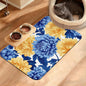 Blue Yellow Flowers Dog Food Mat,Absorbent Pet Feeding Mat for Food and Water Bowl,Quick Dry Dog Placemat Non Slip Rubber Backing Waterproof Pet Supplies 16" x 24"