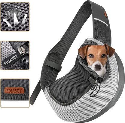 FDJASGY Pet Sling Carrier for Small Dogs Cats,Breathable Mesh Travelling Hand Free Puppy Backpack with Pouch and Adjustable Strap Carrier