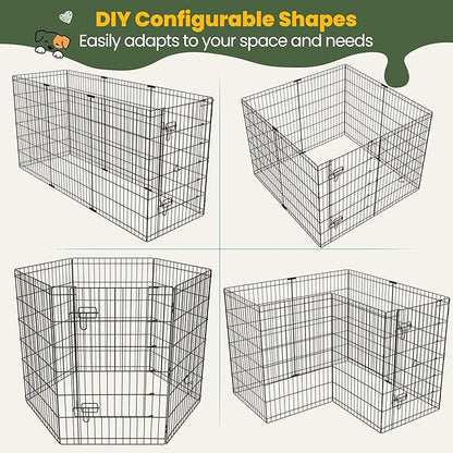 Yaheetech 34" High 8 Panel Foldable Metal Dog Exercise Pen Pet Playpen Dog Fence Outdoor & Indoor Use for Small Animals with Door Black