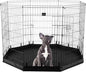 Dog Playpen - Foldable Metal Exercise Puppy Play Pen with Eight 24x42in Extra-Tall Panels and Gate - Indoor/Outdoor Dog Fence with Fabric Bottom for Dogs, Cats or Small Animals by PETMAKER (Black)