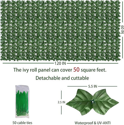 Artificial Ivy Privacy Fence Wall Screen,60X120 in UV-Anti Faux Greenery Backdrop Ivy Vine Leaf Hedges Fence Panels for Patio, Balcony, Garden, Backyard Indoor Outdoor Green Wall Decor